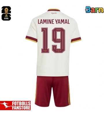 Spanien Lamine Yamal #19 Bortatröja Barn VM 2026 Kortärmad (+ Korta byxor)